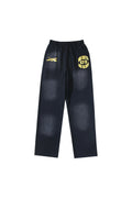 Hellstar Studios logo washed casual sports pants black